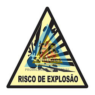Placa de Sinalização Cuidado, Risco de Explosão - A3