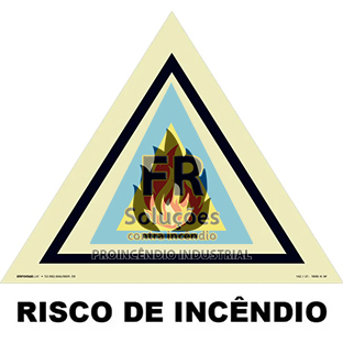Placa de Sinalização Cuidado, Risco de Incêndio - A2