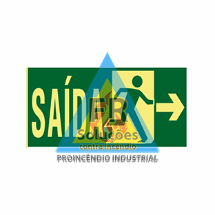 Placa de Sinalização Saída com boneco e seta a direita.