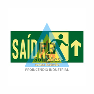 Placa fotoluminescente em PVC certificada - Boneco e Seta para Cima