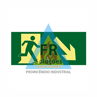 Placa fotoluminescente em PVC certificada - Boneco com seta descendo a direita